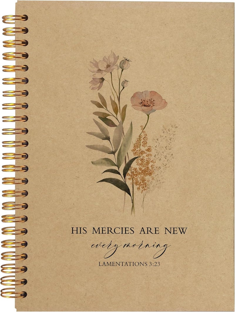 BearCake Floral Christian Notebook Journal, Christian Gifts for Women, Bible Notebooks for Note Taking, Bible Journaling Notebook, Hardcover Spiral Notebook 5.5x8.3 kraft paper - Image 1